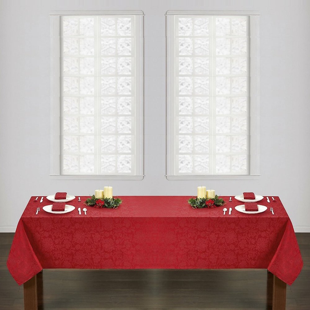 brand new RED Damask Fabric 60x144-inch Tablecloth for Dining Table